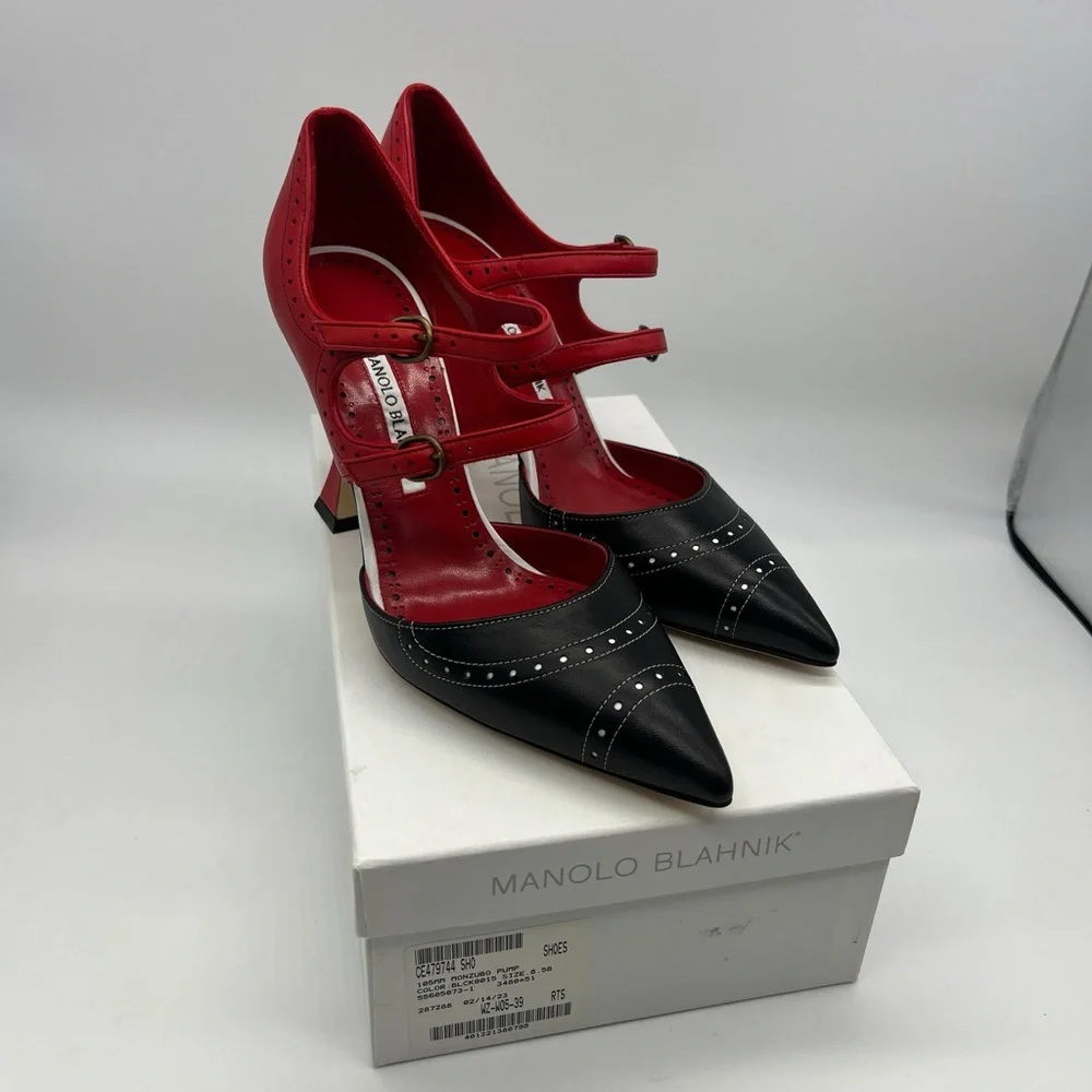 Manolo Blahnik Monzubo Bicolored Mary Jane Pumps - Picture 12 of 14